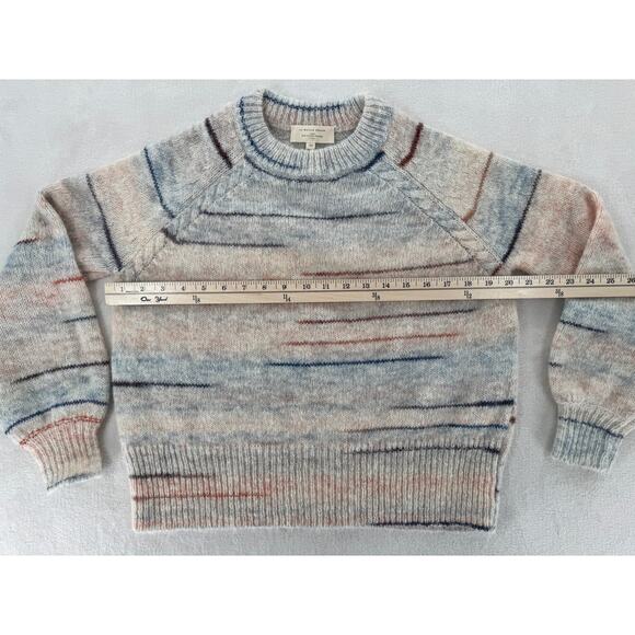 Sezane Zenia Sweater Ivory Wool Alpaca Blue Tan Stripe Pullover Knit XS S - Picture 8 of 9
